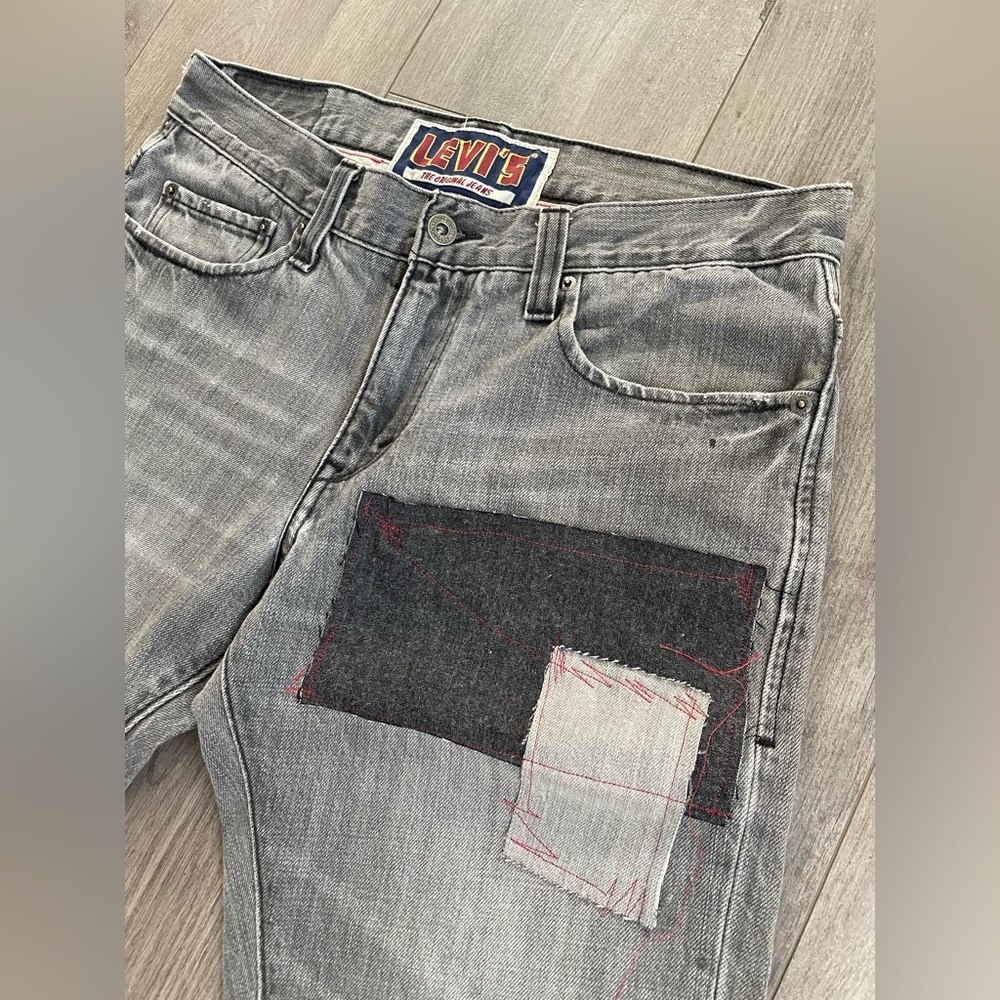 Levis Custom Patchwork Distressed Denim Jeans - image 2